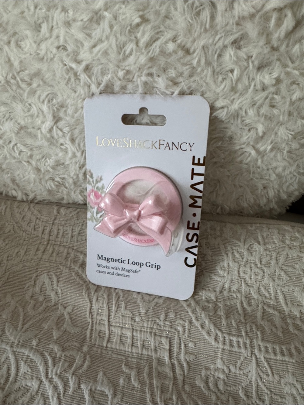 LoveShackFancy Pale Pink Bow Magnetic Loop Grip